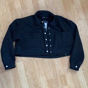 Black, quilted, cropped jacket